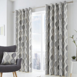 Fusion Lennox Modern Geo Print Grey Eyelet Curtains