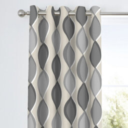 Fusion Lennox Modern Geo Print Grey Eyelet Curtains - thumbnail 2