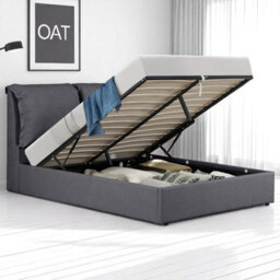 OAT Home Chester Modern Pillow Headboard Ottoman Storage Double Bed Frame - Charcoal Grey - thumbnail 3