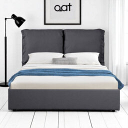 OAT Home Chester Modern Pillow Headboard Ottoman Storage Double Bed Frame - Charcoal Grey - thumbnail 2