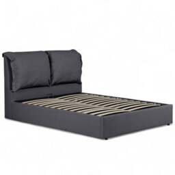 OAT Home Chester Modern Pillow Headboard Ottoman Storage Double Bed Frame - Charcoal Grey - thumbnail 4