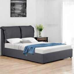 OAT Home Chester Modern Pillow Headboard Ottoman Storage Double Bed Frame - Charcoal Grey - thumbnail 1
