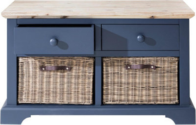 Statement Furniture Florence Storage Bench With 2 Drawers And 2 Baskets -  Navy Blue - image 1
