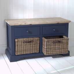 Statement Furniture Florence Storage Bench With 2 Drawers And 2 Baskets -  Navy Blue - thumbnail 2
