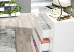 Furneo Modern White 3 Drawer Chest Of Drawers Cabinet Storage Matt & High Gloss Clifton 15 - thumbnail 2