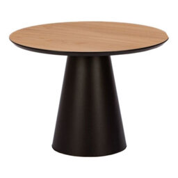 Cone 630 Modern Coffee Table Oak Veneer Top With Black Edge Trim Sturdy Metal Leg Compact 63 Cm Oak Design - thumbnail 2