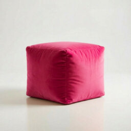 Kosi Atelier Kosiatelier Bean Bag Velvet Footstool Ottomona Cube Pouf Chair Pouffe, Polystyrene Beads Filled - Hot Pink, 30Cm X 30Cm X 30Cm - thumbnail 4