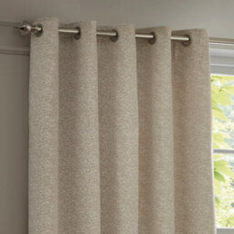 Paoletti Galaxy Fully Lined Chenille Eyelet Curtain Pair, Ivory, (W) 229 X (D) 183Cm - thumbnail 2