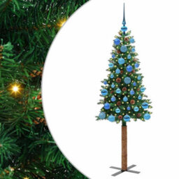 Vidaxl Slim Christmas Tree Green 150 Cm Pvc And Solid Pine Wood - thumbnail 2