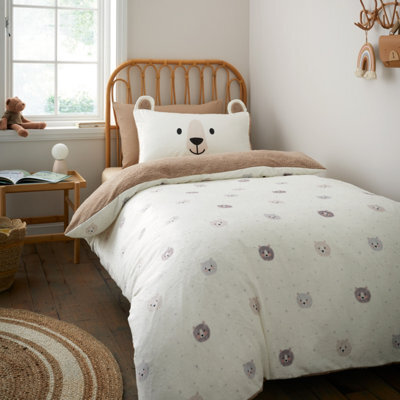 Catherine Lansfield Cosy Bear So Soft Duvet Cover Set With Pillowcases Natural - image 1