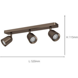 Loops Modern Design Dark Bronze Triple Led Ceiling Spotlight For Indoor Spaces - thumbnail 4