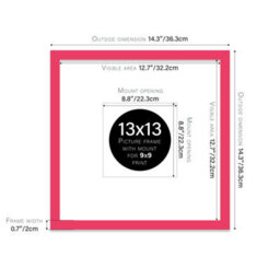 "13X13"" Bright Pink Picture Frame - 13X13"" Square Frame With 9X9"" Mount For 13X13""/9X9"" Pictures Art Deco Style Room Decor, 1 Pack" - thumbnail 2