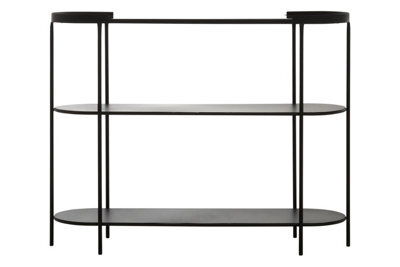Premier Housewares Interiors By Premier Console Table, Black Console Table With Glass Top, Glass And Metal Console Table, Three Tier Hallway Table - image 1