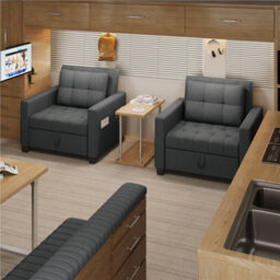 Yaheetech 3-In-1 Convertible Sleeper Sofa Bed Chair Dark Grey - thumbnail 2
