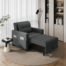 Yaheetech 3-In-1 Convertible Sleeper Sofa Bed Chair Dark Grey - thumbnail 1
