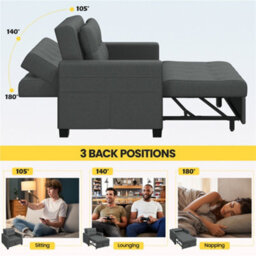 Yaheetech 3-In-1 Convertible Sleeper Sofa Bed Chair Dark Grey - thumbnail 5