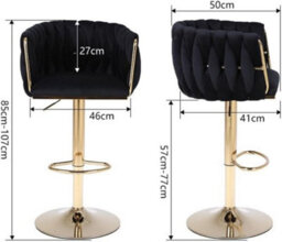 Hygrad Built to Survive Set Of 2 X Velvet Woven Upholstered Adjustable High Swivel Breakfast Bar Pub Home Stool Chair With Gold Metal Base & Gas Lift - thumbnail 3