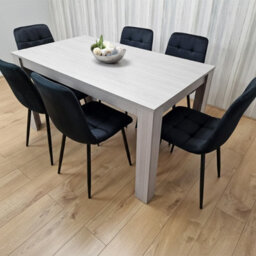 Kosy Koala Modern Grey Dining Table Set With 6 Black Velvet Chairs Dining Room Furniture Set - thumbnail 2