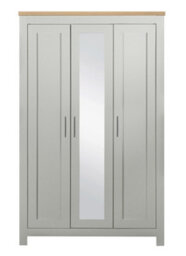 3 Door Mirror Wardrobe Grey Oak Birlea Highgate Farmhouse Shabby Chic - thumbnail 8