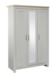 3 Door Mirror Wardrobe Grey Oak Birlea Highgate Farmhouse Shabby Chic - thumbnail 3