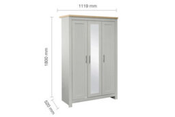 3 Door Mirror Wardrobe Grey Oak Birlea Highgate Farmhouse Shabby Chic - thumbnail 6
