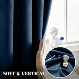 Moonlight Bedding Velvet Ring Top Curtains-Fully Lined Blackout Single Panel,thermal Sliding Glass Door Curtain (Navy,66X84 Inch) - thumbnail 5