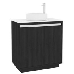 Royal Bathrooms Orion 800mm Hale Black Floor Standing Plain White Countertop Vanity Unit 2 Door With Art Basin & Chrome Accent Trim - thumbnail 6