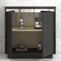 Royal Bathrooms Orion 800mm Hale Black Floor Standing Plain White Countertop Vanity Unit 2 Door With Art Basin & Chrome Accent Trim - thumbnail 4