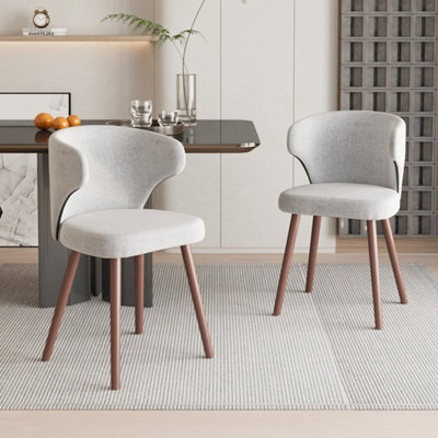 Darphe Set Of 2 Grey Chenille Dining Chairs With Walnut Oak Legs, 47.5Cm (W) X 42Cm (D) X 82Cm (H) - image 1