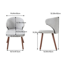 Darphe Set Of 2 Grey Chenille Dining Chairs With Walnut Oak Legs, 47.5Cm (W) X 42Cm (D) X 82Cm (H) - thumbnail 6
