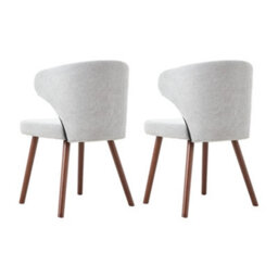 Darphe Set Of 2 Grey Chenille Dining Chairs With Walnut Oak Legs, 47.5Cm (W) X 42Cm (D) X 82Cm (H) - thumbnail 4