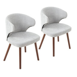 Darphe Set Of 2 Grey Chenille Dining Chairs With Walnut Oak Legs, 47.5Cm (W) X 42Cm (D) X 82Cm (H) - thumbnail 5