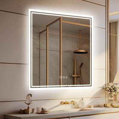 Luvodi 80X80Cm Led Lighted Bathroom Mirror Backlit Smart Anti-Fog Vanity Mirror, Wall Switch Or Plug-In - image 1