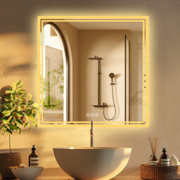 Luvodi 80X80Cm Led Lighted Bathroom Mirror Backlit Smart Anti-Fog Vanity Mirror, Wall Switch Or Plug-In - thumbnail 8