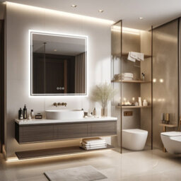 Luvodi 80X80Cm Led Lighted Bathroom Mirror Backlit Smart Anti-Fog Vanity Mirror, Wall Switch Or Plug-In - thumbnail 9