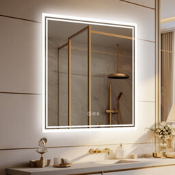 Luvodi 80X80Cm Led Lighted Bathroom Mirror Backlit Smart Anti-Fog Vanity Mirror, Wall Switch Or Plug-In - thumbnail 1