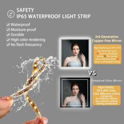 Luvodi 80X80Cm Led Lighted Bathroom Mirror Backlit Smart Anti-Fog Vanity Mirror, Wall Switch Or Plug-In - thumbnail 5