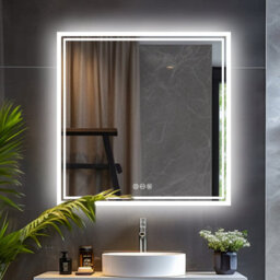 Luvodi 80X80Cm Led Lighted Bathroom Mirror Backlit Smart Anti-Fog Vanity Mirror, Wall Switch Or Plug-In - thumbnail 7