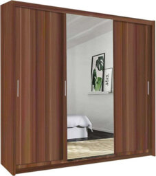 Sliding Wardrobes 4 u LTD Meldon Tripple Sliding Door Wardrobe In 6 Colors White, Black, Grey, Oak, Wenge & Walnut - (Walnut) W2500mm, H2170mm - thumbnail 2
