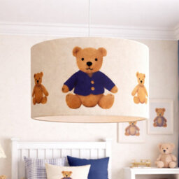 CGC Lighting Cgc Blake 30Cm Oatmeal Linen Blue Teddy Bear Children's Lamp Shade - thumbnail 4