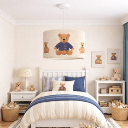 CGC Lighting Cgc Blake 30Cm Oatmeal Linen Blue Teddy Bear Children's Lamp Shade - thumbnail 3