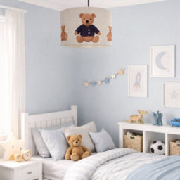 CGC Lighting Cgc Blake 30Cm Oatmeal Linen Blue Teddy Bear Children's Lamp Shade - thumbnail 2