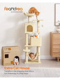 LEDREM Cat Tree, 155 Cm Cat Tower For Indoor Cats, Plush Multi-Level Cat Condo - thumbnail 2