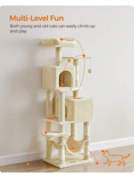 LEDREM Cat Tree, 155 Cm Cat Tower For Indoor Cats, Plush Multi-Level Cat Condo - thumbnail 3
