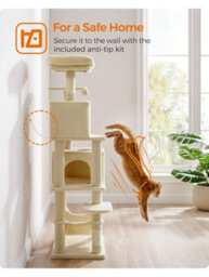 LEDREM Cat Tree, 155 Cm Cat Tower For Indoor Cats, Plush Multi-Level Cat Condo - thumbnail 8