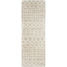 Livabliss Urban Shaggy-Geometric Cream Beige Soft Plush Pile Living Bedroom Rug 80 X 220 Cm Easy Care, Non Shedding - thumbnail 1