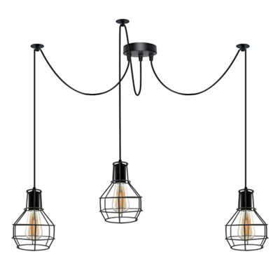 Ledsone Vintage Industrial Spider Chandelier Wire Cage Shade E27 60W Black