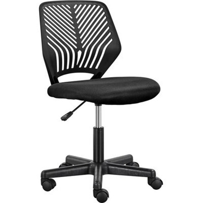 Black Kids Desk Chair Armless Backrest Wheels - image 1