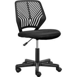Black Kids Desk Chair Armless Backrest Wheels - thumbnail 1