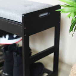 Froppi™ 80Cm Shoe Bench, Black Wooden Shoe Rack With Padded Seat And Hidden Storage L80 W29.5 H49 Cm - thumbnail 7